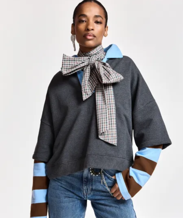 Kantelou sweater trui blauw grijs bruin