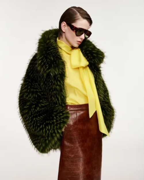 Zachte jas groen, oversized Kastanje