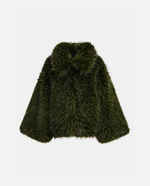 Zachte jas groen, oversized Kastanje