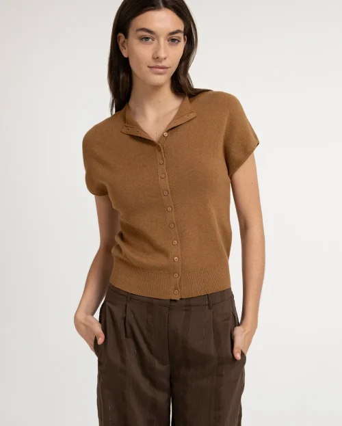Top knitted yaya brown melange