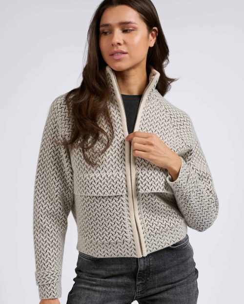 Jacket Knitted Print Yaya ecru grijs
