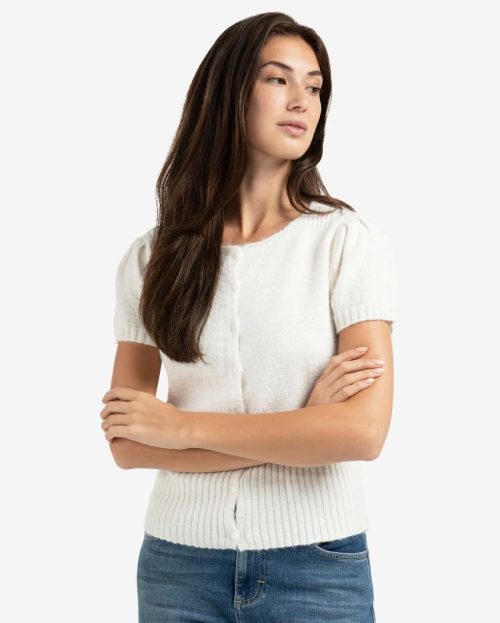 Cardigan Off White Knit Yaya ecru