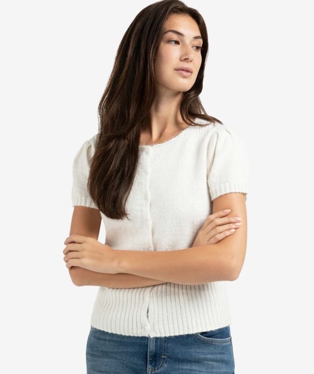 Vest Off White Knit Yaya ecru