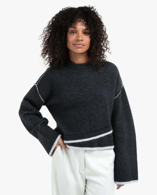 Sweater Contrast Lines Yaya blauw