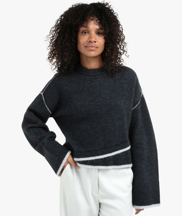 Sweater Contrast Lines Yaya blauw