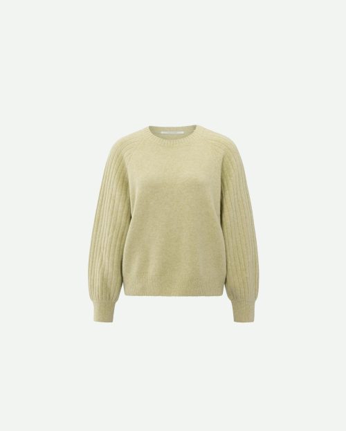 Sweater Rib Pale Olive Yaya groen