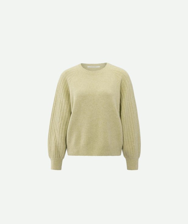 Sweater Rib Pale Olive Yaya groen