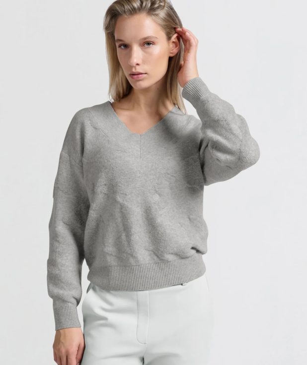 Sweater Texture Grijs Yaya melange v-hals