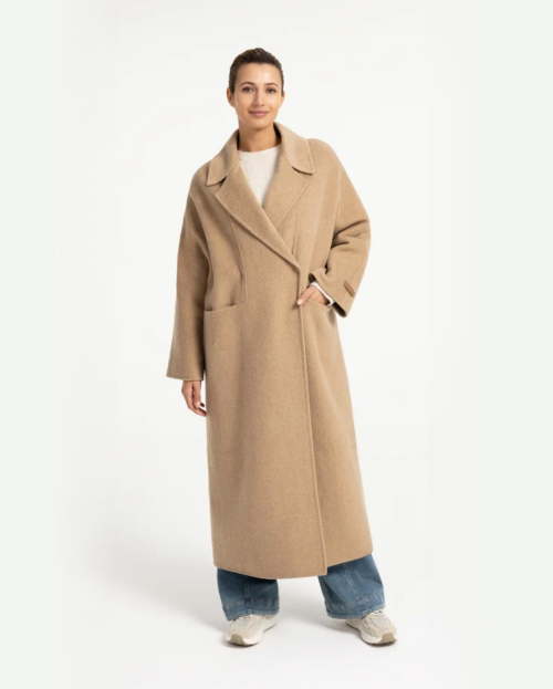 Extra lange jas van wolmix met oversized pasvorm