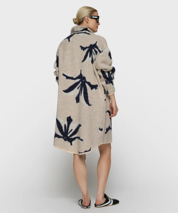 long knit jacket flower