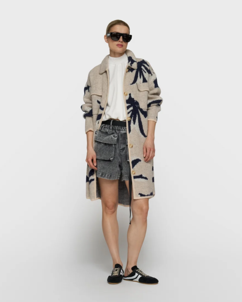 long knit jacket flower