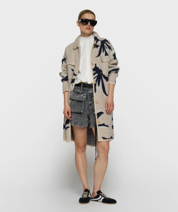 long knit jacket flower