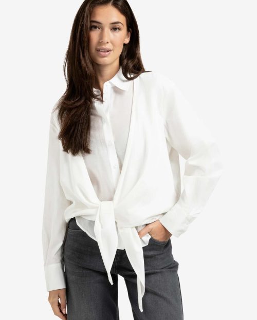 Gelaagde blouse met knoopdetail en lange mouwen wit