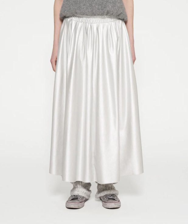 leather look pleated skirt Lichtgrijs 10 DAYS