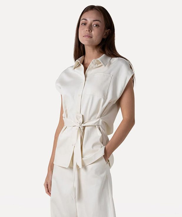 Blouse Liliam Another Label mouwloos ecru