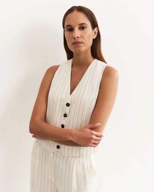 Gilet Pinstripe Sand Yaya ecru