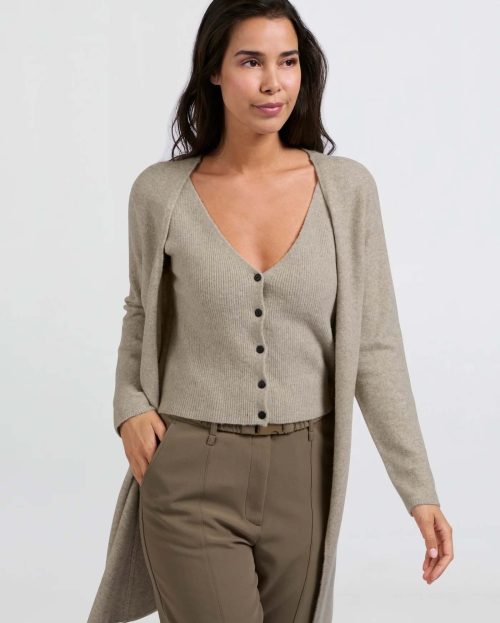 Vest Long Gilet Dove Yaya grijs beige