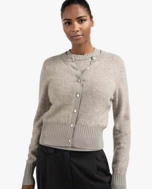 Vest Rib Brownish Grey Yaya grijs bruin