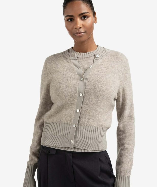 Vest Rib Brownish Grey Yaya grijs bruin