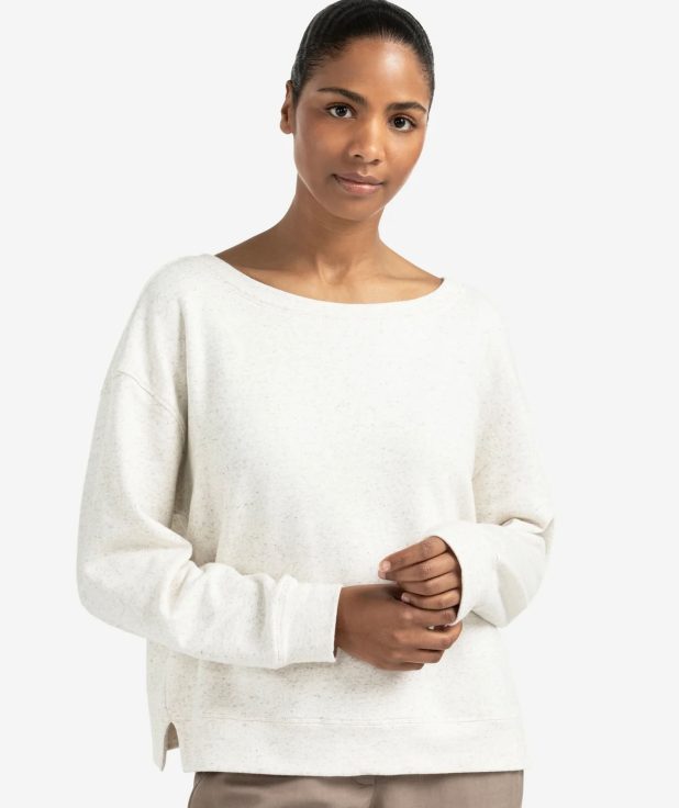 Sweatshirt Wool White Melange Yaya gemeleerd
