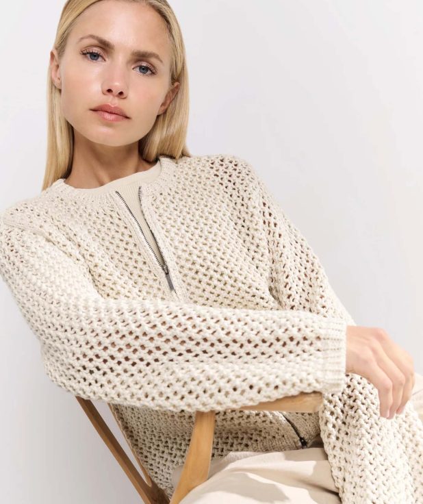 Vest Mesh Zipper Yaya beige