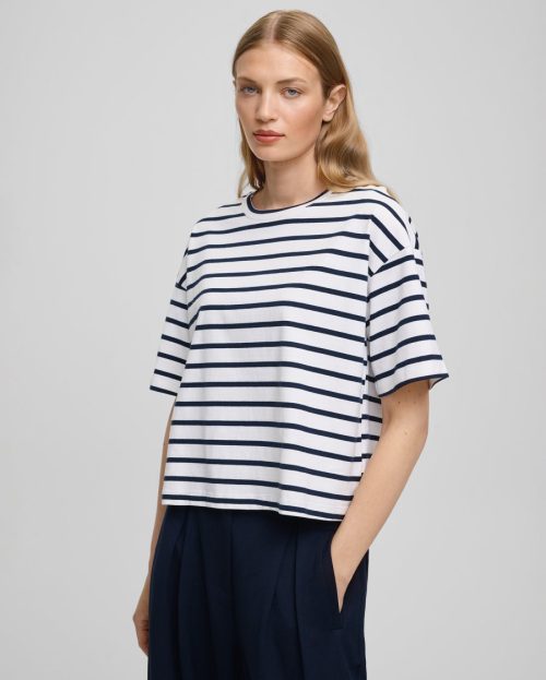 T-shirt Leana Stripe MSCH Copenhagen egret sky captain