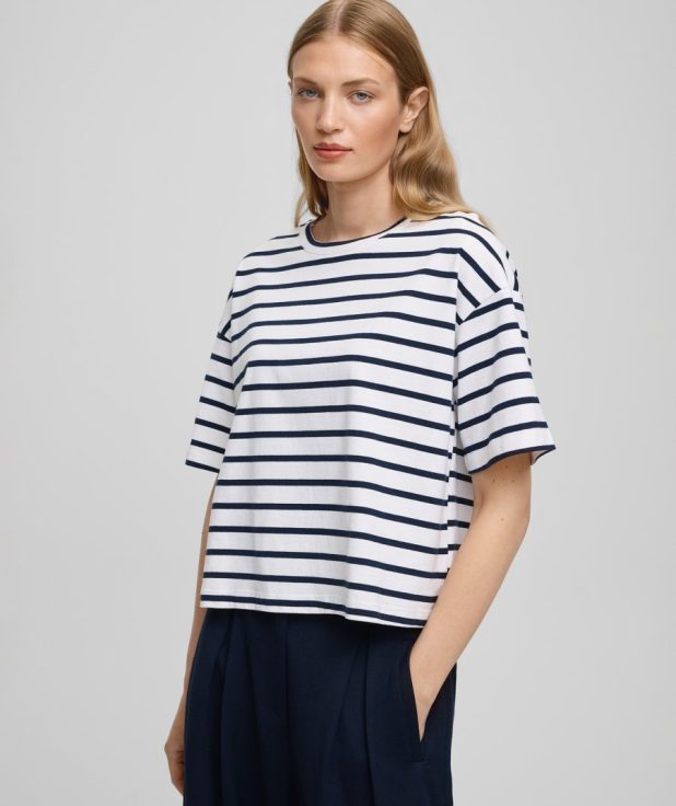 T-shirt Leana Stripe MSCH Copenhagen egret sky captain