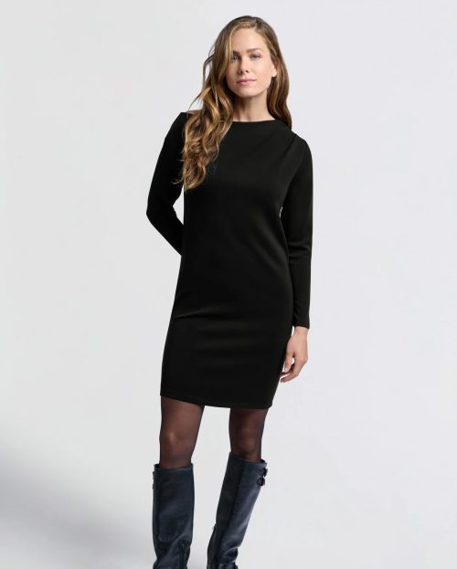 off shoulder dress van yaya met lange mouwen in het zwart