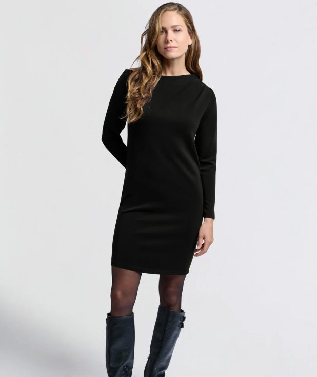 off shoulder dress van yaya met lange mouwen in het zwart