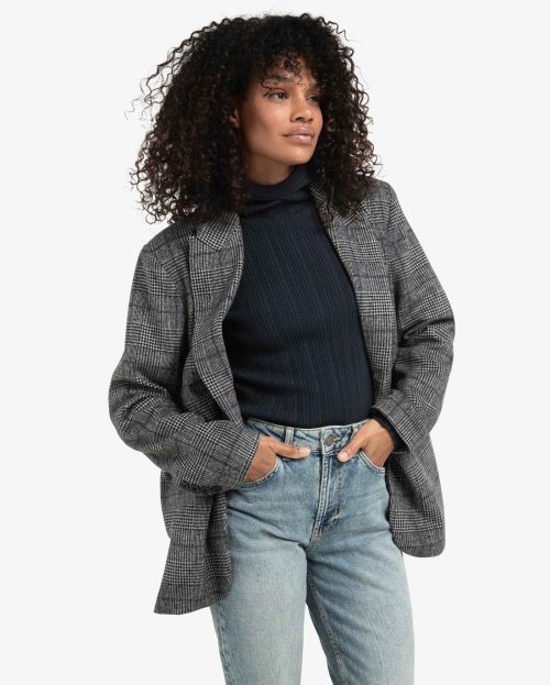 Blazer check grijs blauw yaya