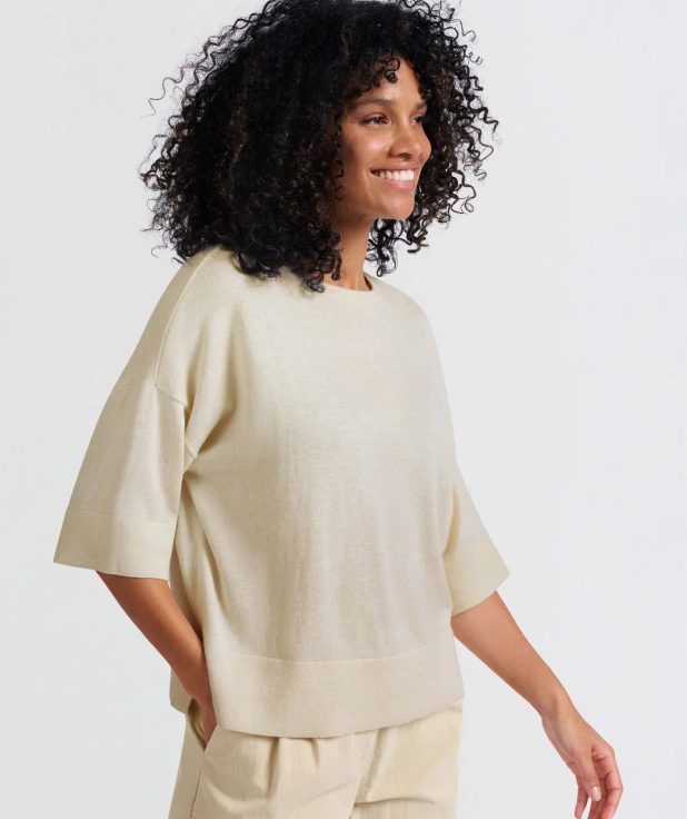 T-shirt Knitted Ecru Yaya nature melange