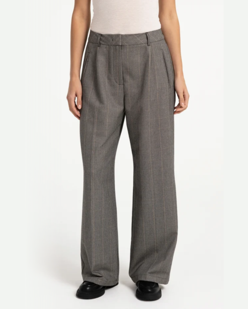 Pantalon met ruitdessin en wijde pijpen