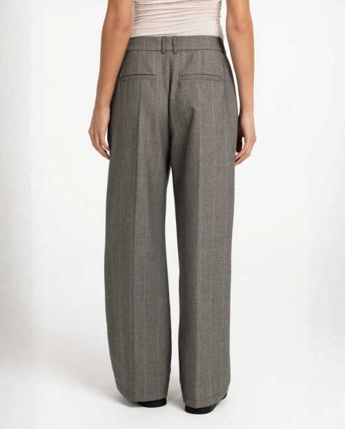 Pantalon met ruitdessin en wijde pijpen