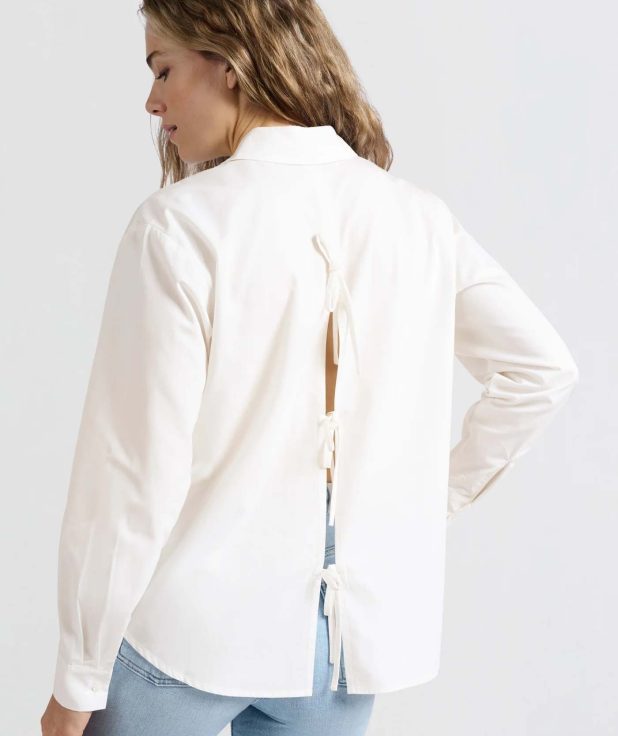 Blouse Poplin Bows Yaya wit