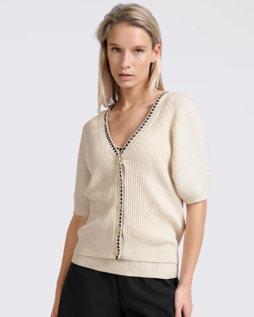 Vest Summer Sand Yaya ecru stiksel