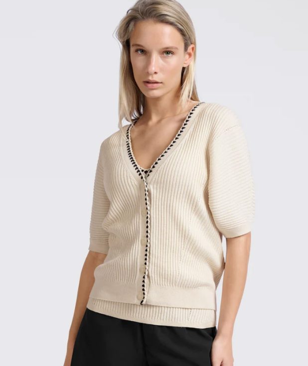 Vest Summer Sand Yaya ecru stiksel