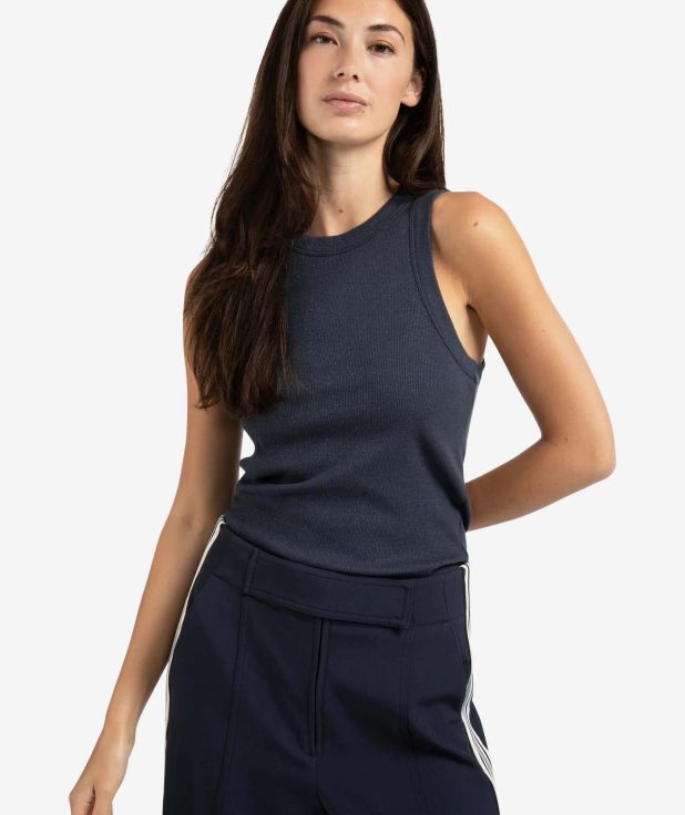 Top Rib Singlet Blue Glitter Yaya blauw