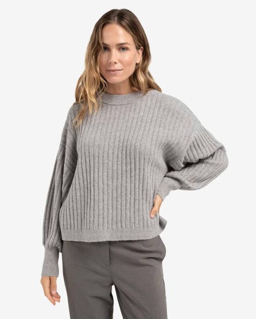 Sweater Ribbed Taupe Grey Yaya grijs
