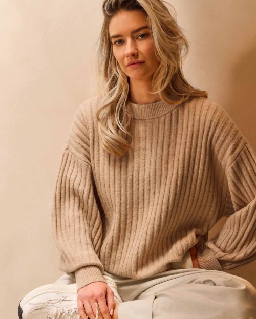 Sweater Ribbed Light Camel Yaya