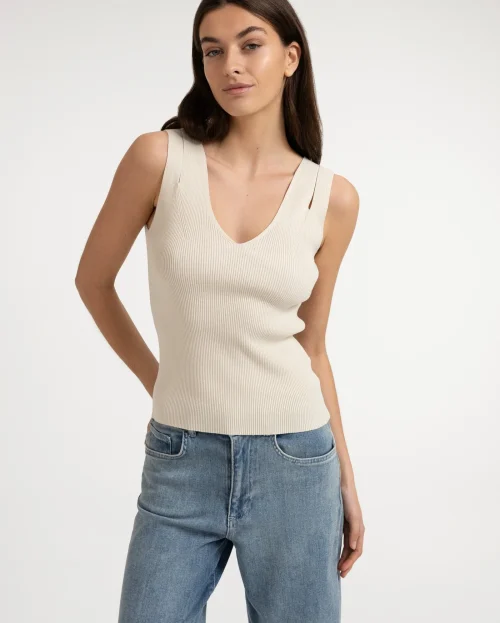 Top ribbed beige yaya