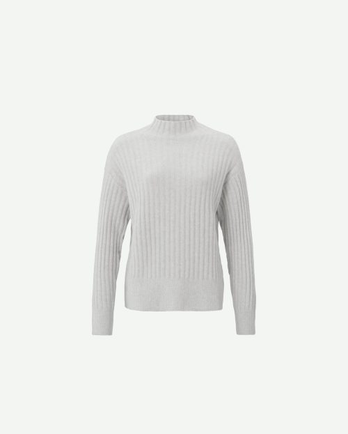 Sweater Ribbed Moonstruck Grey Yaya grijs melange