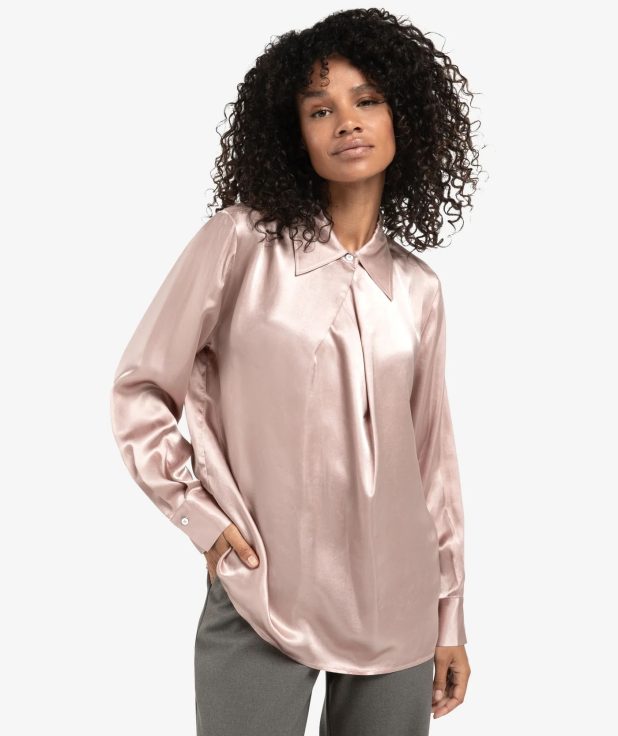 Blouse Satin Pink Yaya gray roze
