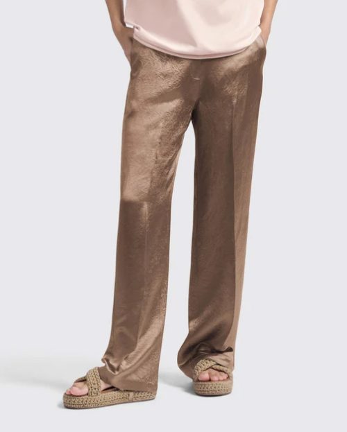Broek Satin Brown Yaya bruin wide leg