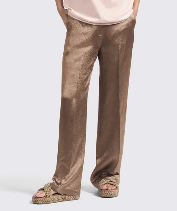 Broek Satin Brown Yaya bruin wide leg