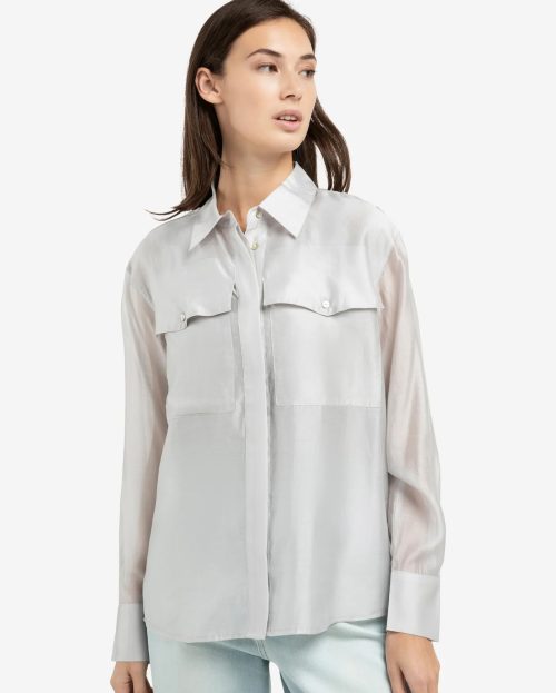 Blouse Blue Grey Yaya transparant