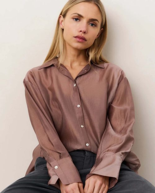 Licht transparante blouse met rugdetail roze yaya