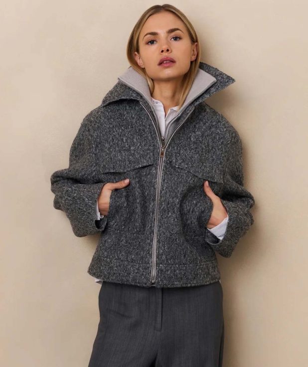 Jacket Boucle Oyster Melange Yaya dark gray