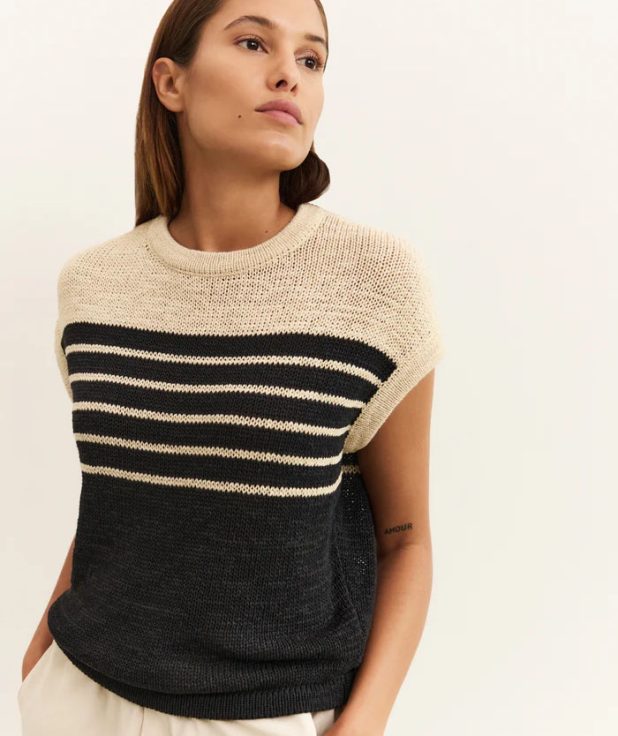 Spencer Stripe Beige Yaya zwart