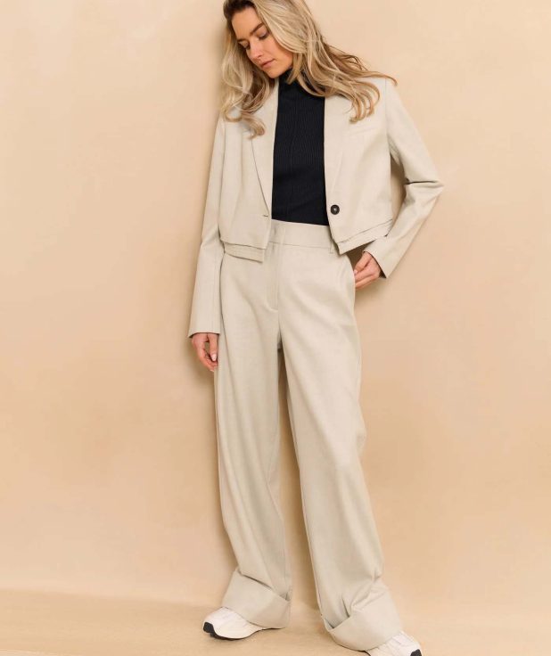 Pantalon Cloud Grey Yaya melange cuffed