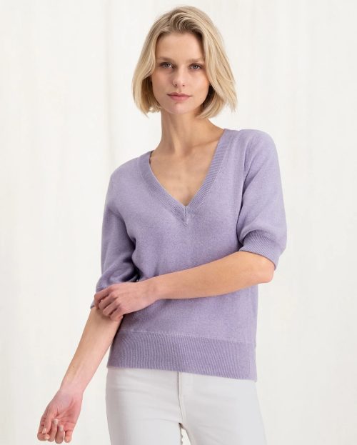 Sweater V-neck Purple Yaya paars